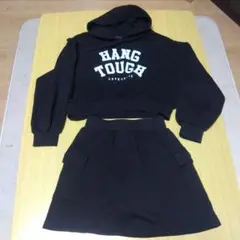 ブラック フーディー スカート セット