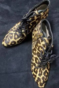 マイケルコース　ハラコレザーレオパードショートブーツ