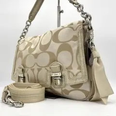 【良品】コーチ ショルダーバッグ 斜め掛け ポピー 2way シグネチャー