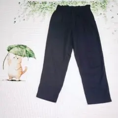 【​LOWRYS FARM】ハイウエストワイドパンツ ウエストゴム【M】黒 通勤