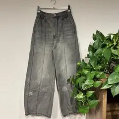 グレー ダメージ加工 ハイウエストワイドパンツ　新品未使用美品　韓国　y2k