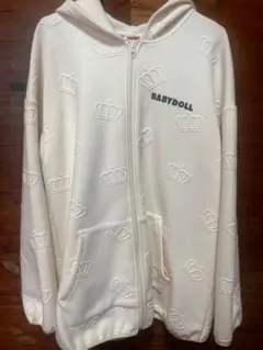 BABYDOLL ホワイト ジップアップパーカー L