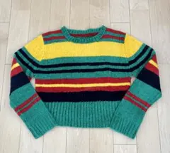 カラフルボーダー柄ニットセーター