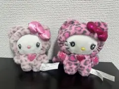 サンリオ ピンク ヒョウ柄 ハローキティ　ぬいぐるみ　マスコットホルダー