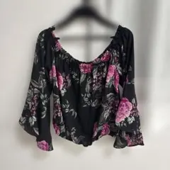 トップス シャツ ブラウス 可愛いオフショルダー花柄トップス