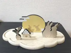 雲の台座付き　木製お月見セット　ナチュラルキッチン　お月見　置物　オブジェ　秋