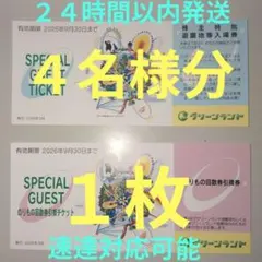 【９月まで】三井グリーンランド株主優待券入場券４枚と乗り物券２０枚の引換券１枚Ｙのサムネイル