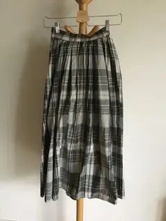 terawear emu モスグリーンチェックギャザースカート　M