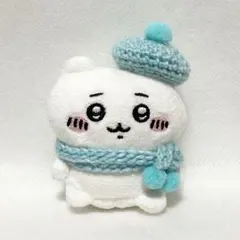 ちいかわ　お座りぬいぐるみ　ぬいぐるみ服　ベレー帽とマフラーのセット　水色