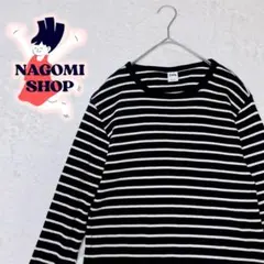 エドウィン　カットソー　長袖　ボーダー　白黒　秋冬　カジュアル　ナチュラル【S】