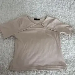 GORGE ベージュ リブ編み Tシャツ 半袖