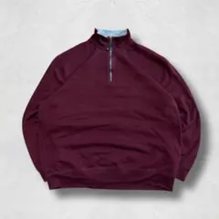NAUTICA ハーフジップ XXL バーガンディ 裏起毛 ワンポイント AAのサムネイル