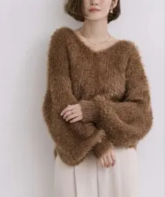 titivate ur's　vネックオーバーサイズシアーローゲージニット　S