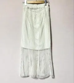 アイボリー メッシュ フレアスカート