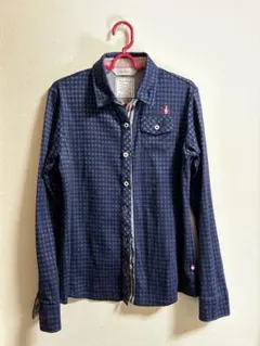 ネイビー チェックシャツ