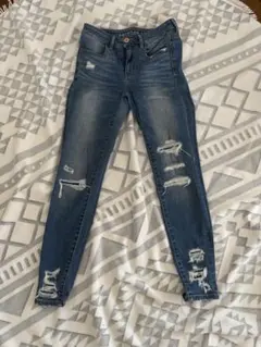 ⭐アメリカンイーグル　ジェギング　大人気モデル　黒　0short⭐ 希少モデル アメリカンイーグル JEGGING ジェギング 2short