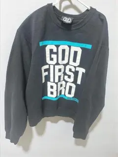 USA製 ブラックスウェットGOD FIRST BROプリント / Mサイズ