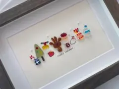 シーグラスアート　クリスマス　12月　サンタさん　トナカイ　　　　S-190
