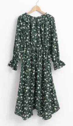 【美品】フラワー襟フリルワンピ　マジェスティックレゴン　クリスマス