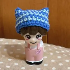 なにわ男子　指人形　ネコ耳ニット帽　ボーダー　青