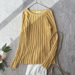 美品(M)プラステ/長袖リブニット/セーター/ラウンドネック/プルオーバー