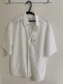 TAKEO KIKUCHIレース模様 ホワイト 半袖シャツ 03/L