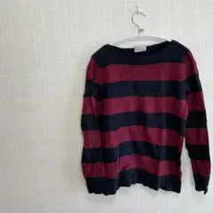 bleu gray 赤黒ストライプ 長袖 Tシャツ S/P