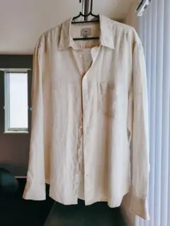 【ほぼ新品】H＆Mリネン ベージュ 長袖シャツ Lサイズ