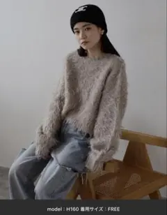 ENC テディベアーシャギークロップドプルオーバー ブラウン