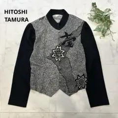 美品　HITOSHI TAMURA 詩仙堂　壱　和柄　ブラウス　ちりめん　シャツ