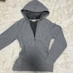 uramoco ドット柄 ジップアップパーカー グレー L