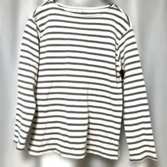 無印良品 ボーダー 長袖Tシャツ M 白 グレー カットソー