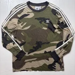 〈512〉adidas 長袖Tシャツ　カモフラ　迷彩　トレフォイル刺繍　3本のサムネイル