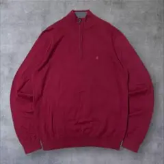 【US輸入】90sアメリカ古着 ハーフジップニット ゆるダボ レッド メンズ M
