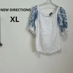 NEW DIRECTIONS 【XL】オーバーサイズ 花柄 刺繍 半袖シャツ