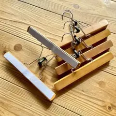 天然木　木製パンツハンガー5本セット　店舗什器家庭用おしゃれ
