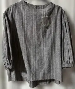 【新品】SELF+SERVICE ストライプブラウス オーガニック綿糸 Ｌサイズ