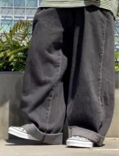 Beno ブラックデニム　ワイドパンツ