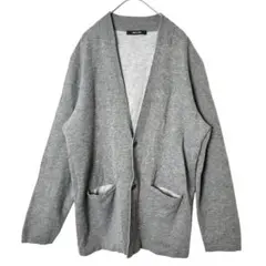 COMME CA MEN コムサメン長袖カーディガングレー Lサイズ無地シンプル