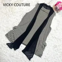 VICKY COUTURE ロングジレ ベスト シフォン切替 レイヤードのサムネイル