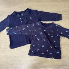 80サイズ2枚組Ralph Lauren ネイビー 乗り物柄 Tシャツ