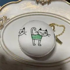 マカロンポーチ　猫イラスト コインケース