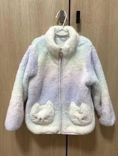 美品☆エニィファム any FAM パステル フリースジャケット 猫 レインボー