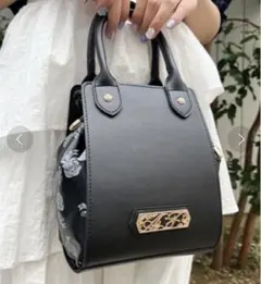 axes femme 2way ショルダーバッグ 配色デザイン巾着バッグ バラ柄