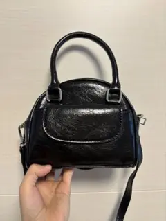 合成皮革 ブラック ショルダーバッグ