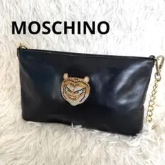 希少 MOSCHINOモスキーノ 2wayポーチ ワンショルダー虎ブラック