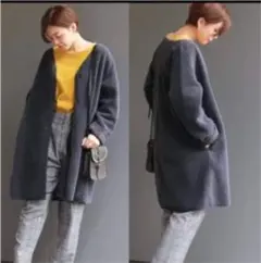 最終値下げ！ジャーナルスタンダード ボアロングコート　ネイビー