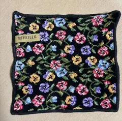 FEILER フェイラー花柄タオルハンカチ 黒