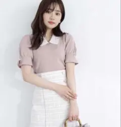 プロポーションボディドレッシング パフスリーブクラシカルカラーニット