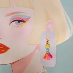 アルファベットピアス （ビビットピンク）（E） （1B）片耳